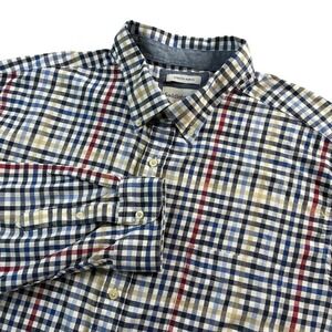 Saddlebred Poplin Sz 3XLT Blue Red Check Dress Work Long Sleeve Shirt Preppy